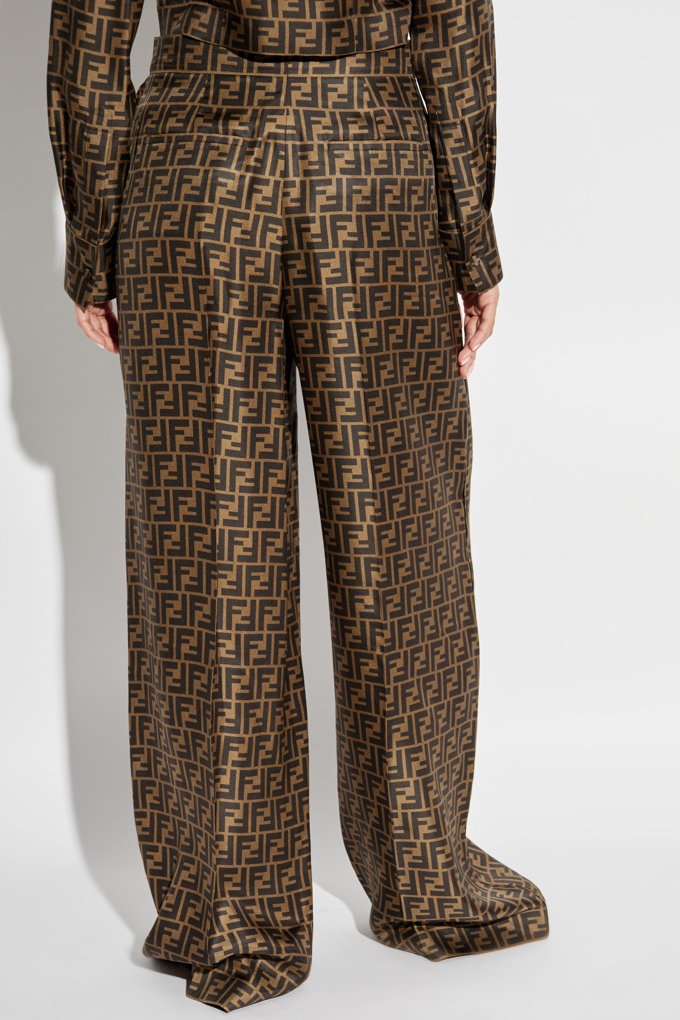 Brown Silk trousers with monogram Fendi - Vitkac Italy